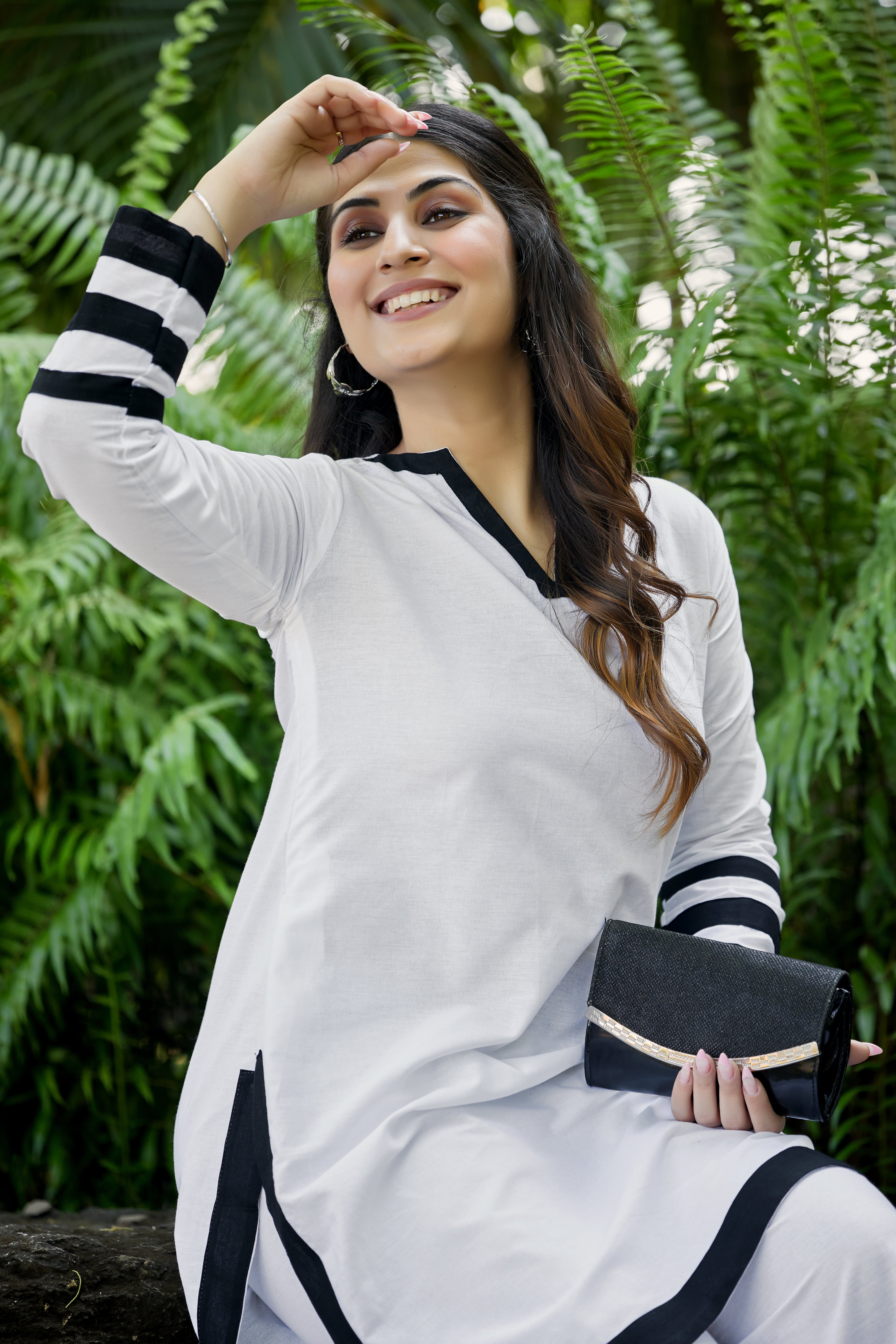 Elegant White & Black Contrast Co-Ord Set