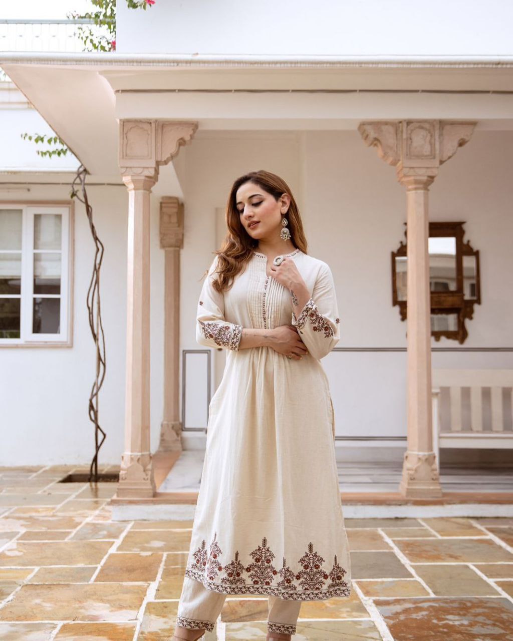 New South Cotton Embroidered Suit Set