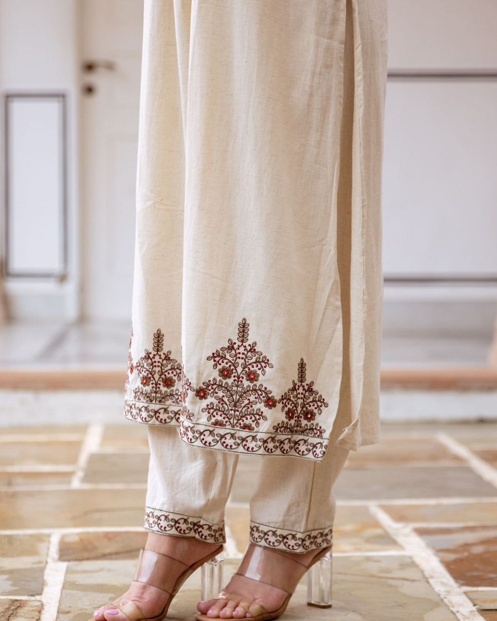New South Cotton Embroidered Suit Set