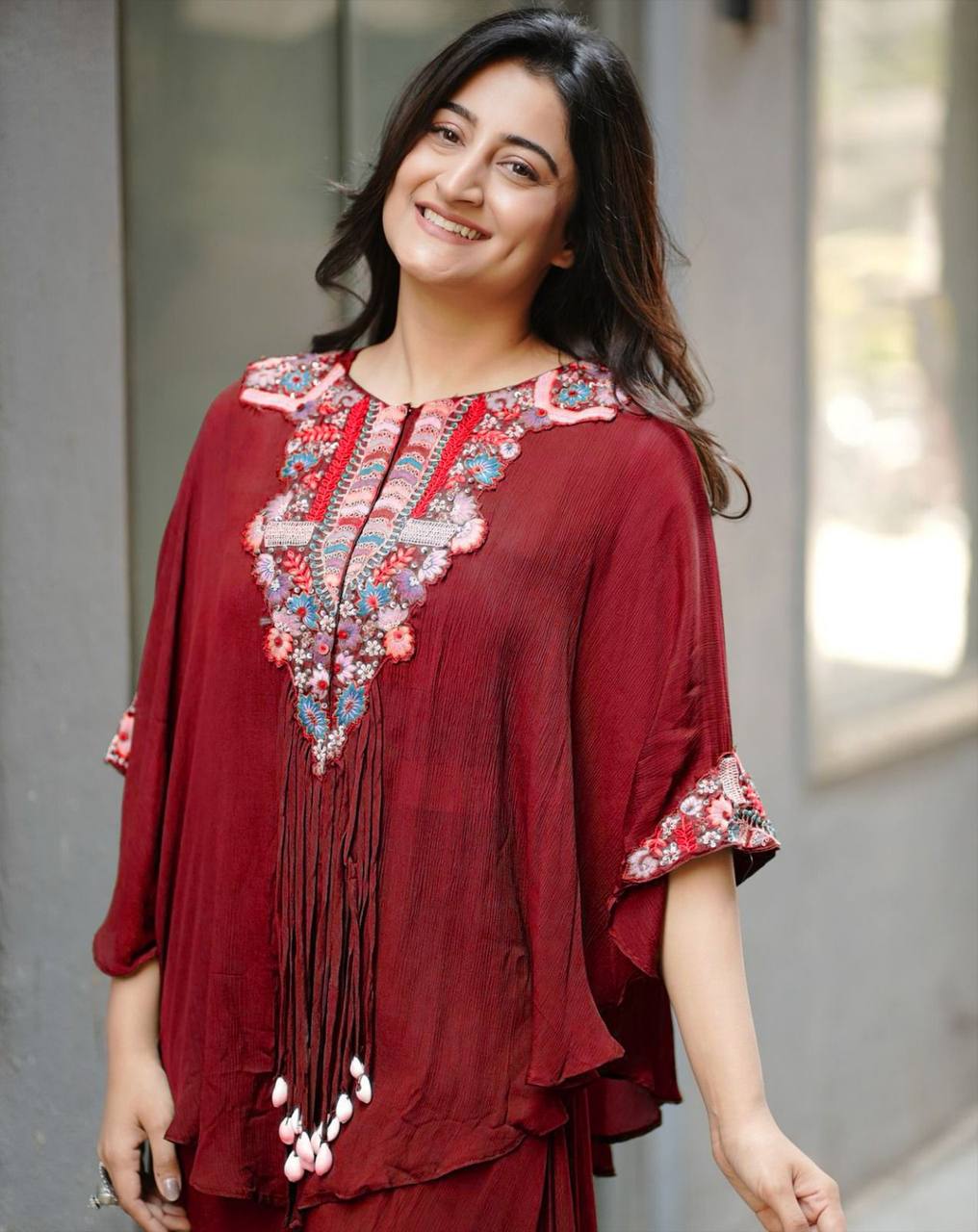 Olive Green Chinon Embroidered Co-Ord Set