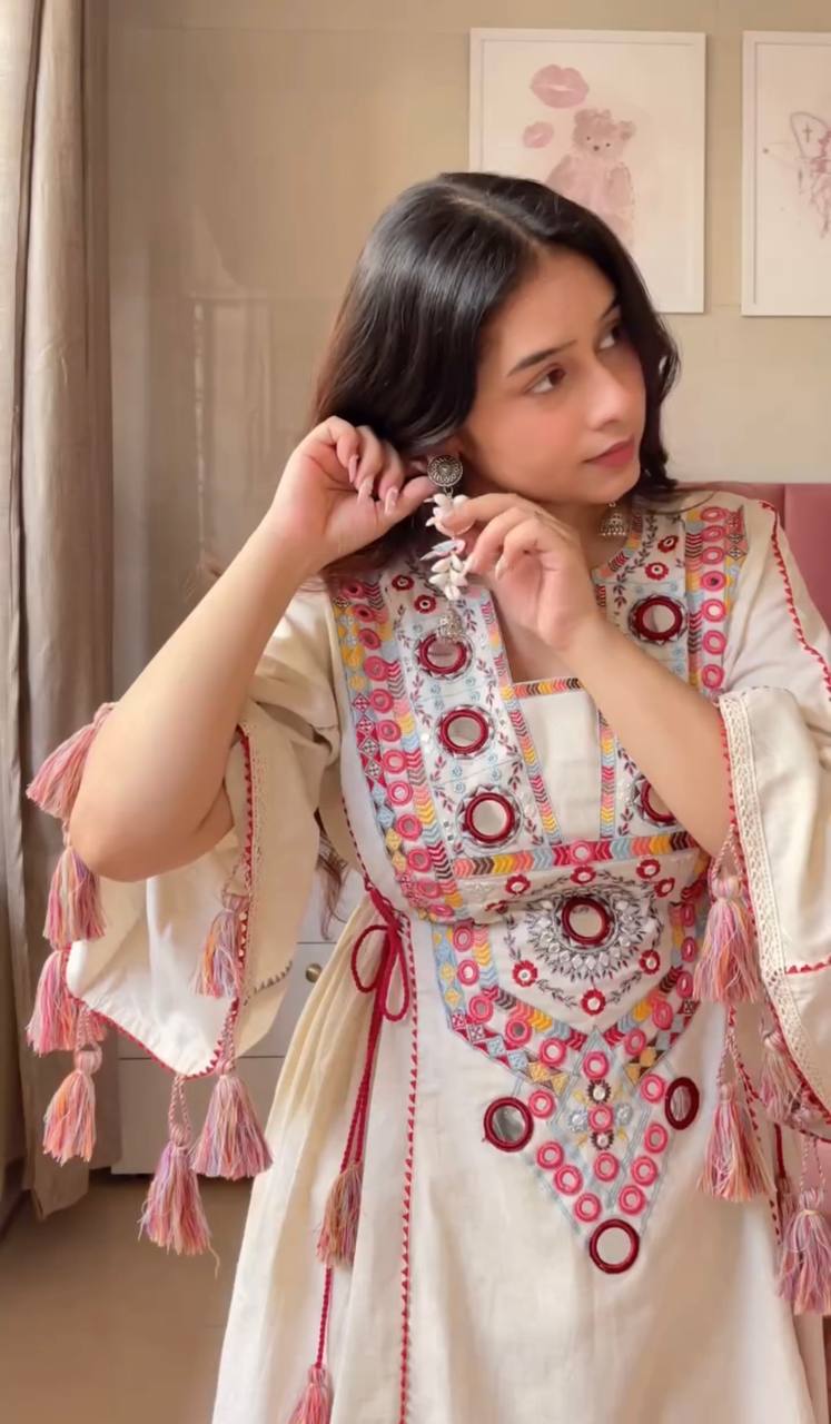 Pure Khadi Cotton Embroidered Top & Plazzo Set