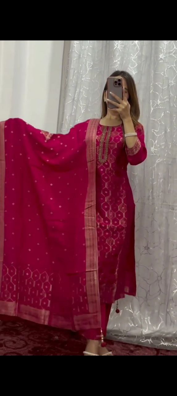 Elegant Pure Banarasi Jacquard Suit Set