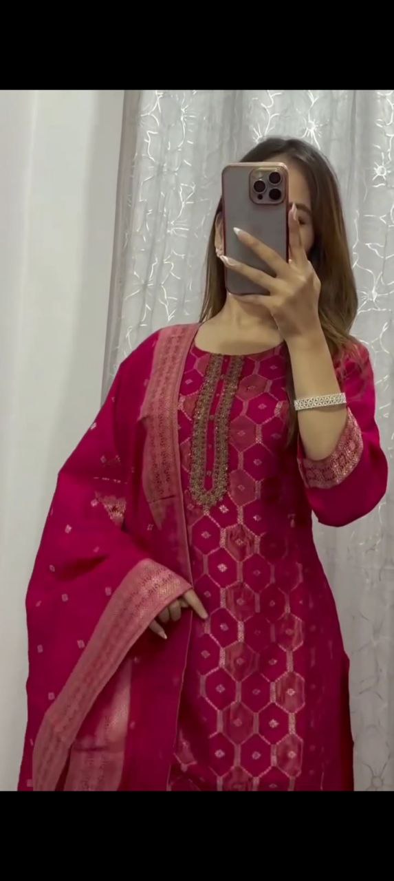 Elegant Pure Banarasi Jacquard Suit Set