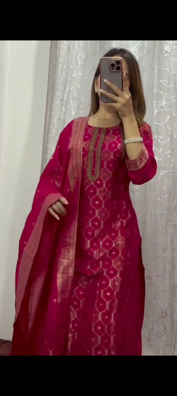 Elegant Pure Banarasi Jacquard Suit Set