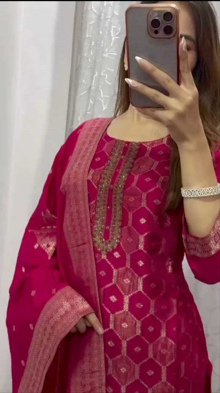 Elegant Pure Banarasi Jacquard Suit Set