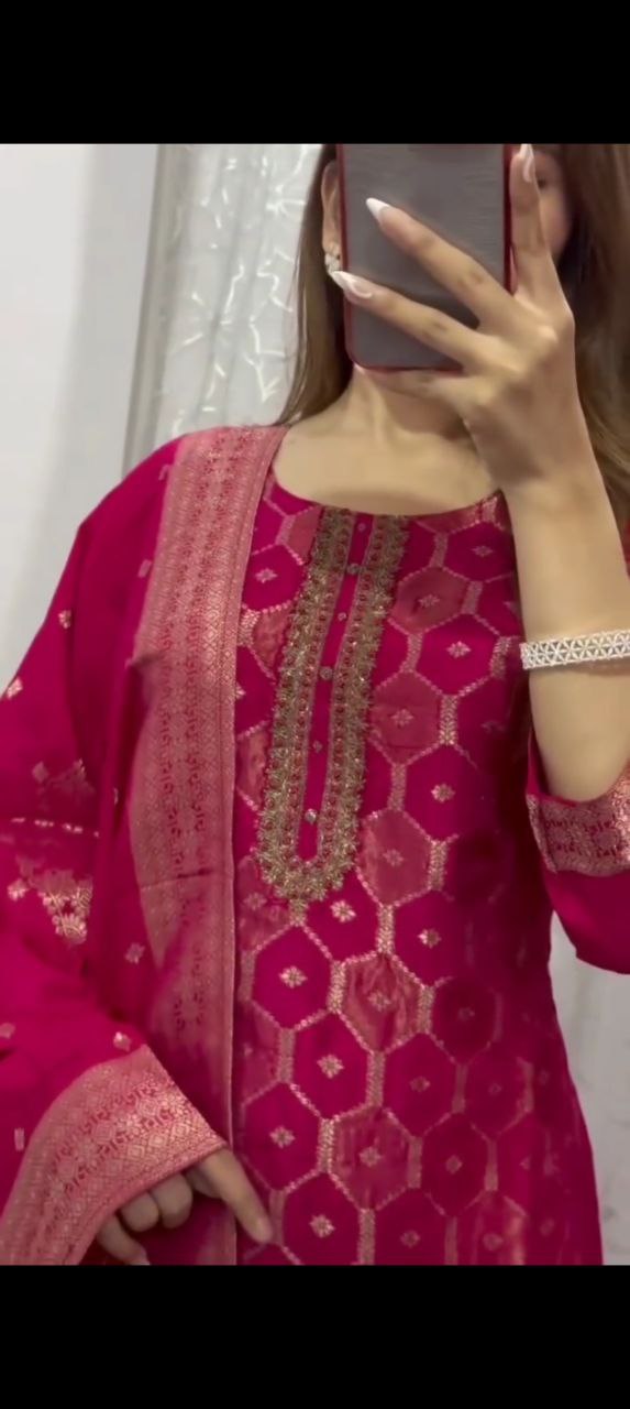 Elegant Pure Banarasi Jacquard Suit Set