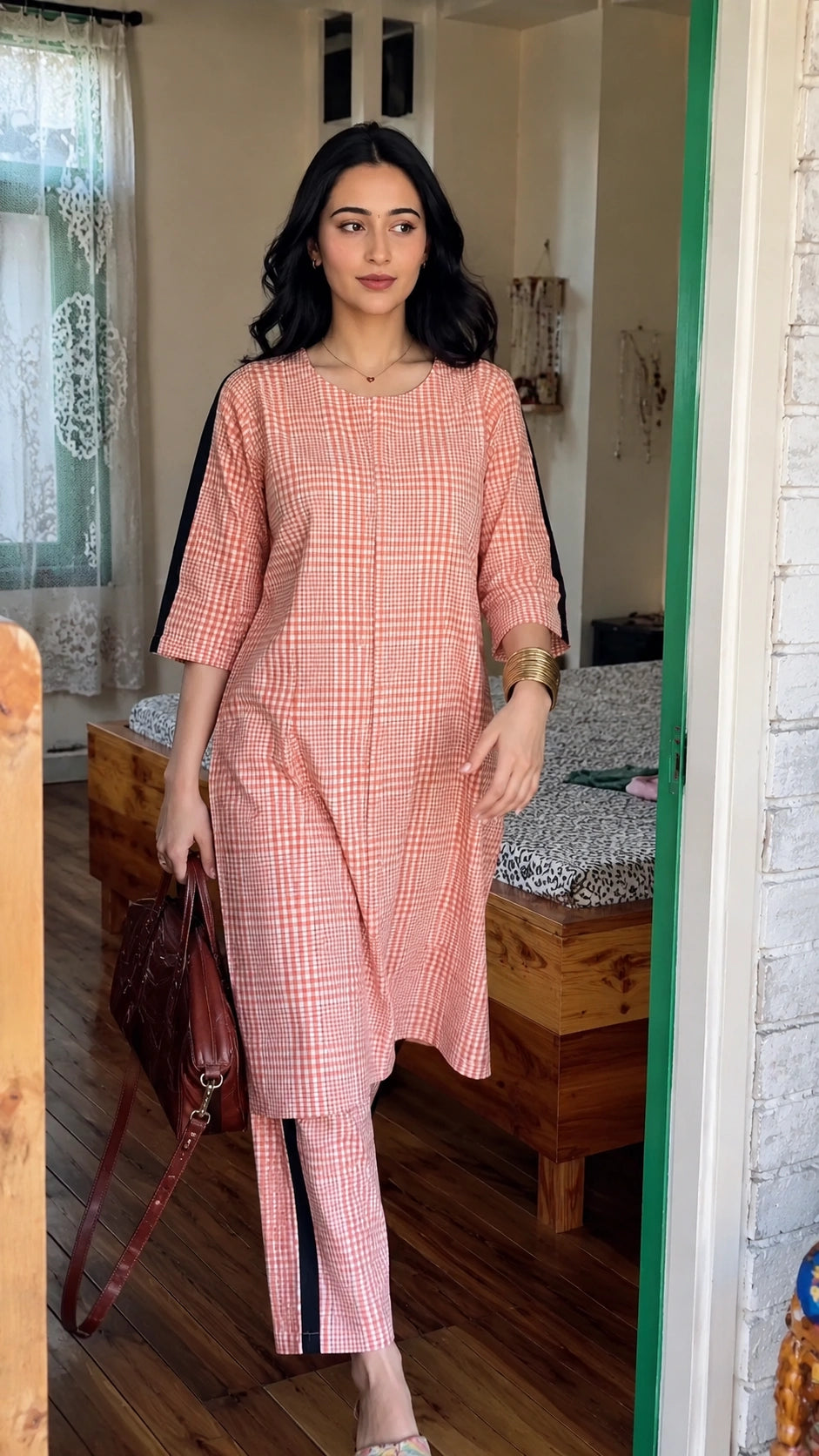 Breathable Orange Cotton Co-Ord Set