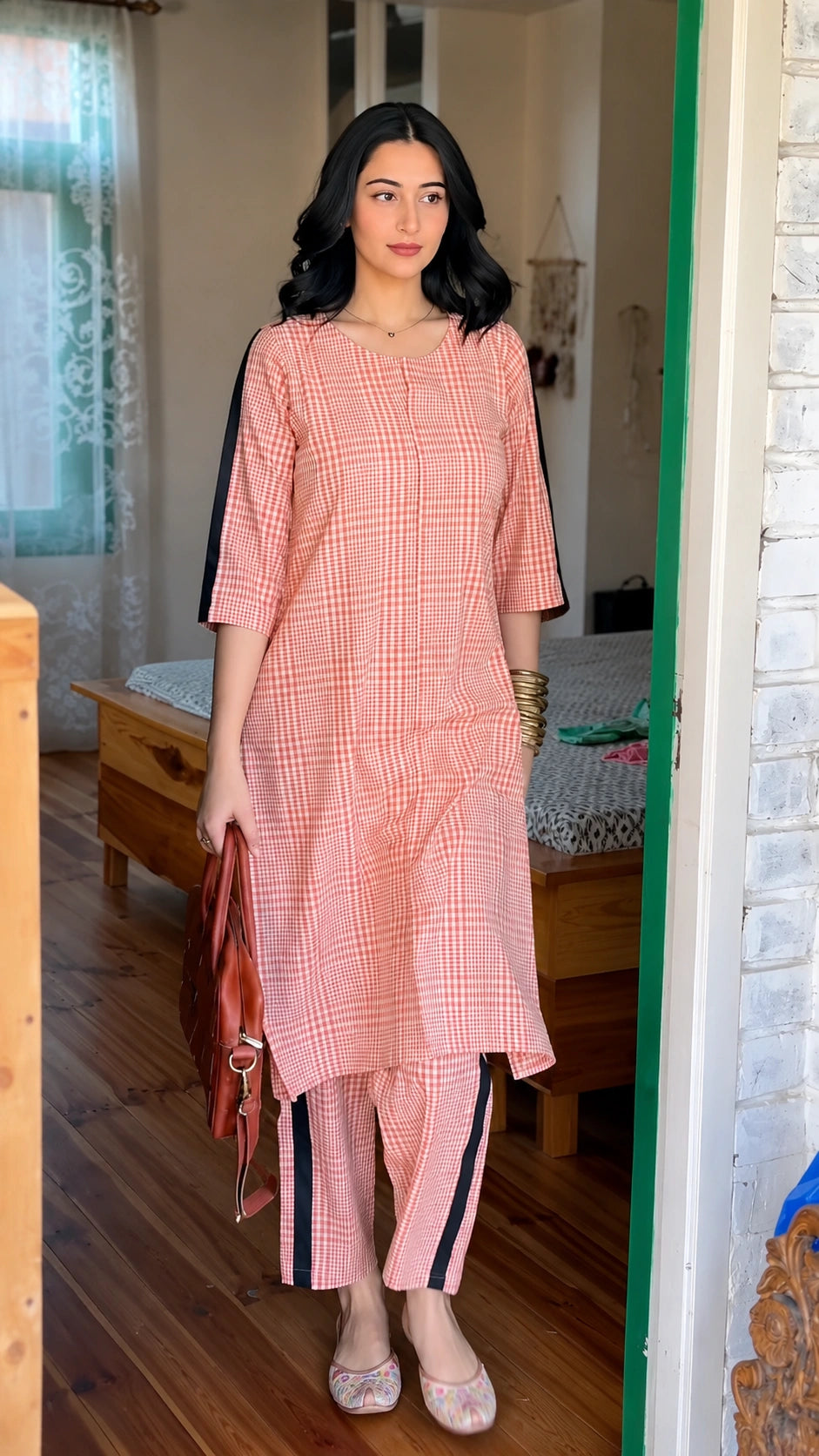 Breathable Orange Cotton Co-Ord Set