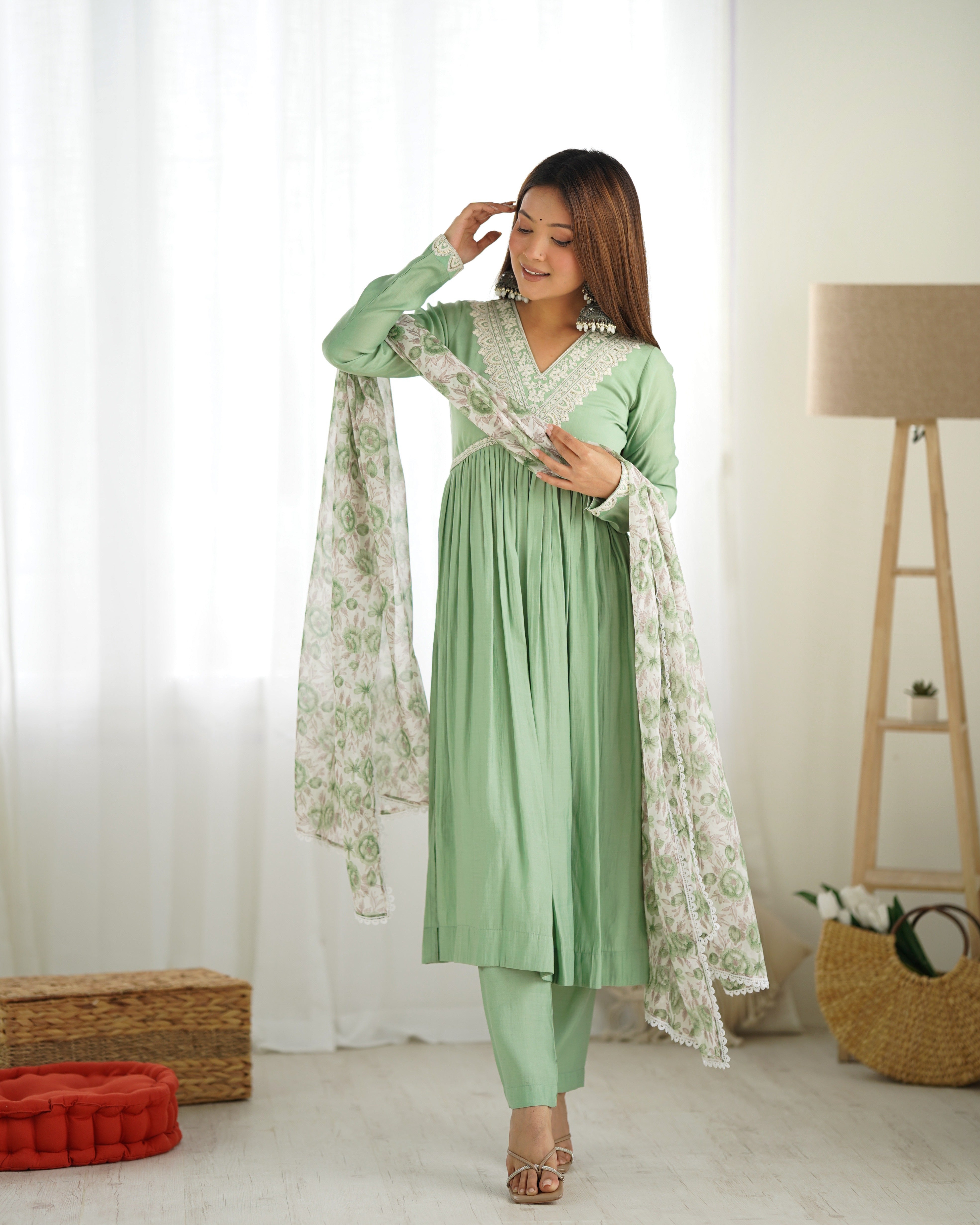 HEAVY PURE ROMAN SILK FIT NYRA CUT KURTA SET