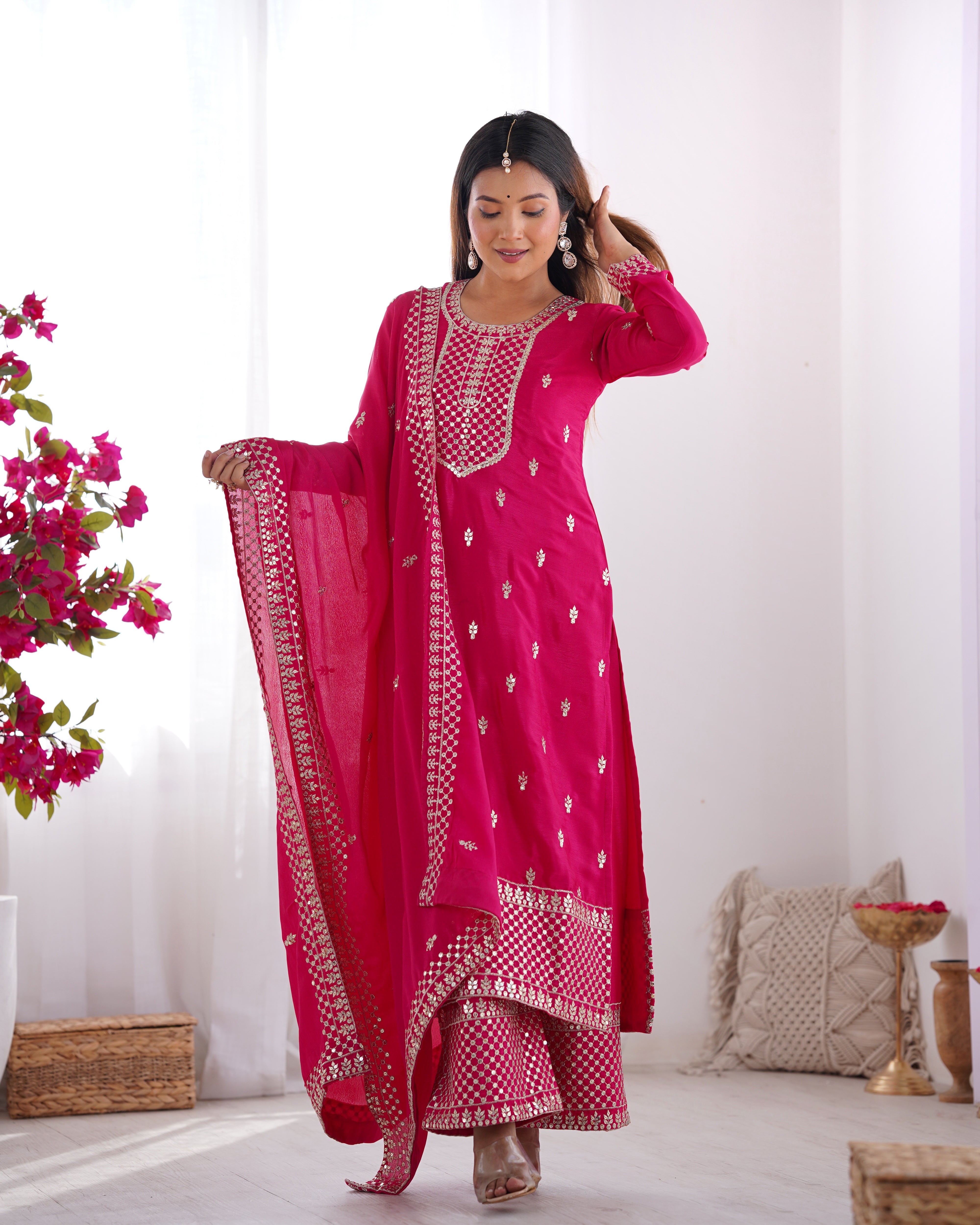 Ethereal Chic Pure Chinon Silk Straight Kurta Set