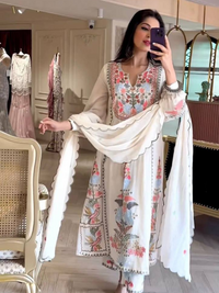 Embroidered Kurta Set with Plazo & Dupatta