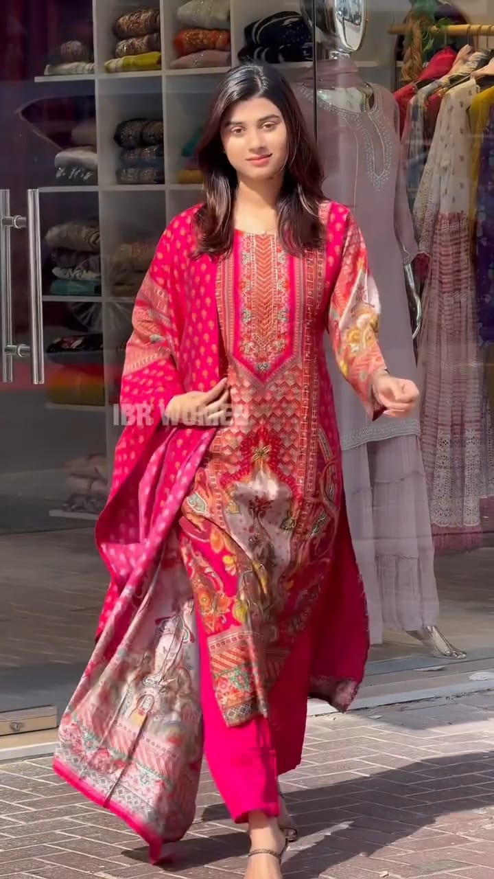 Muslin Pakistani Suit with Digital Prints