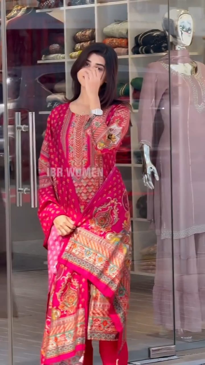 Muslin Pakistani Suit with Digital Prints