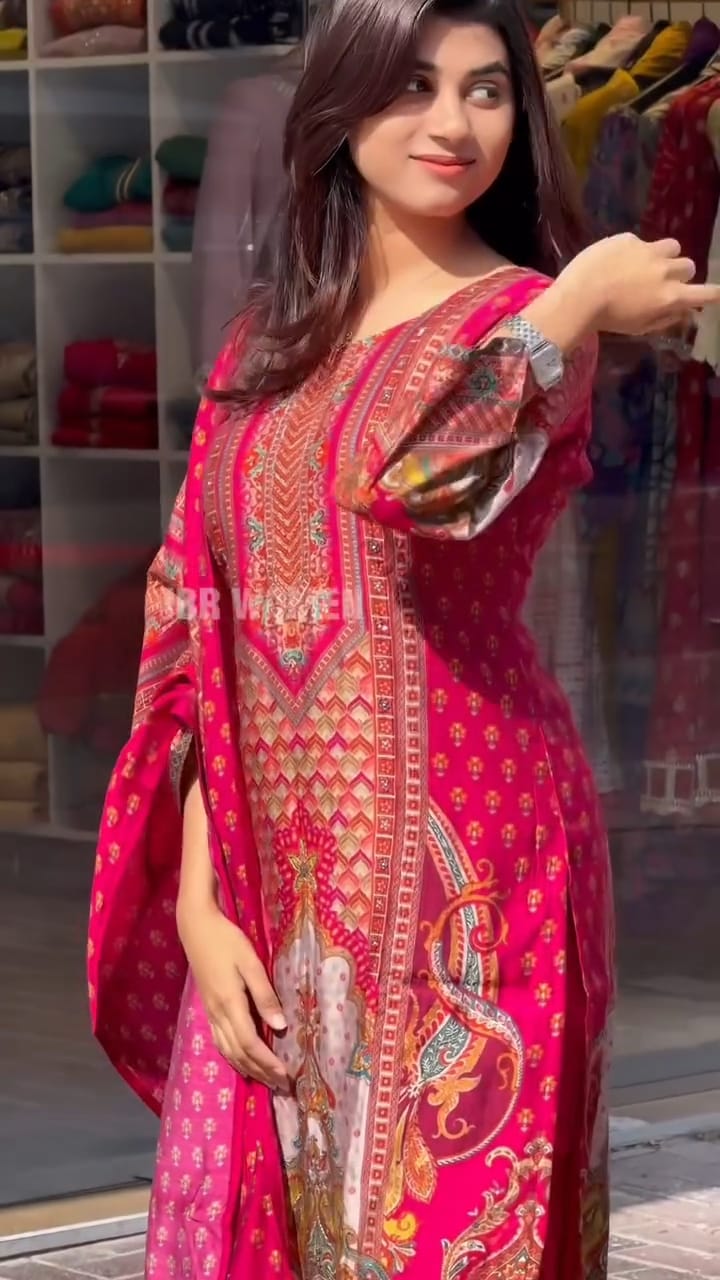 Muslin Pakistani Suit with Digital Prints