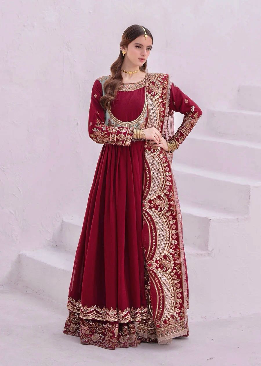 Elegant Embroidered Faux Georgette Gown with Dupatta Set