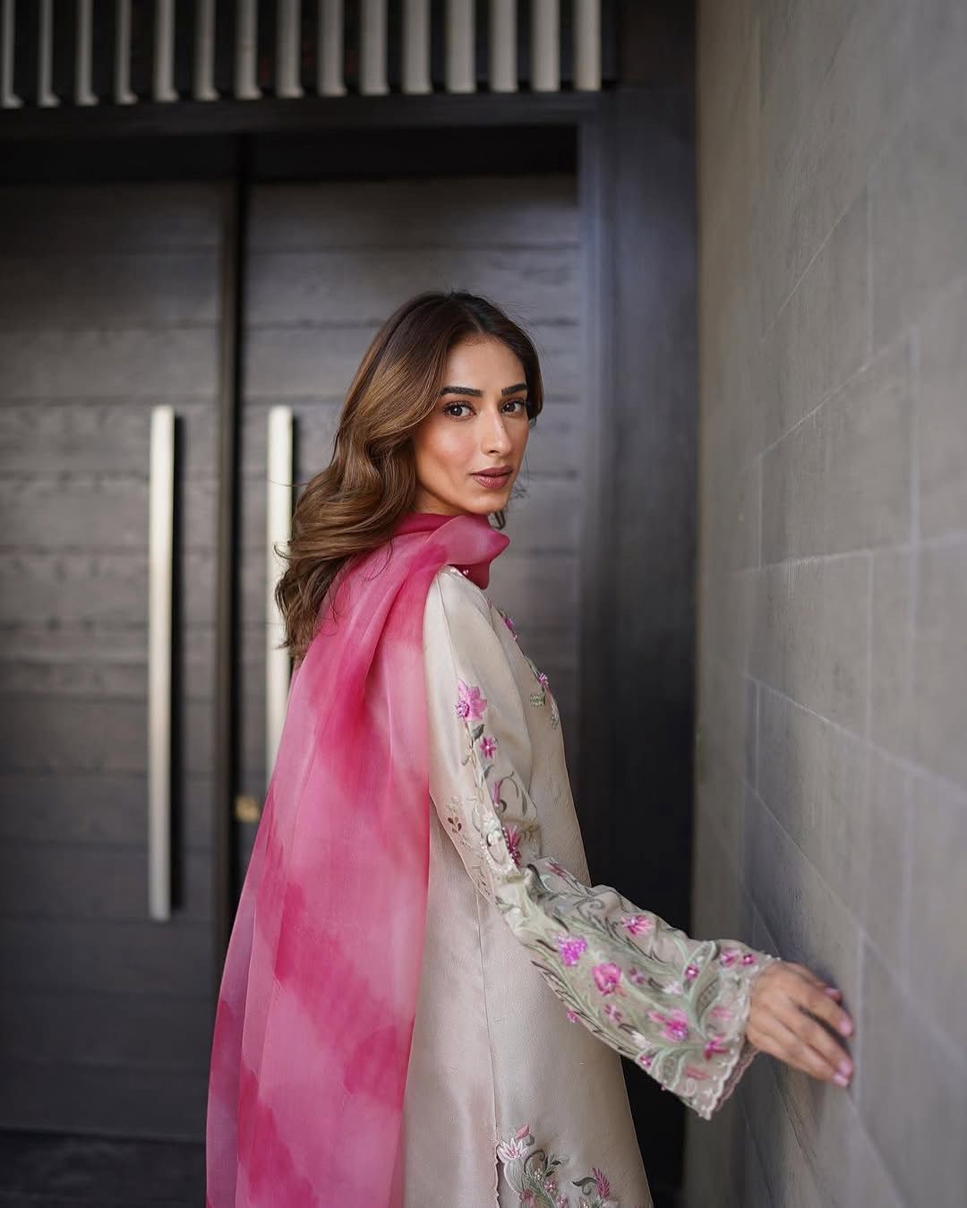 Graceful French Crape Embroidered Kurta Set