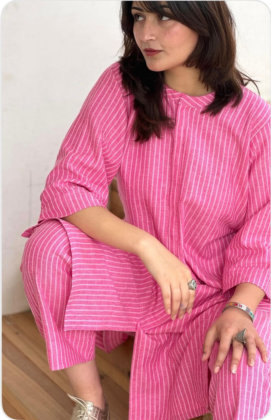 Premium Pink  Cotton Designer Co-Ord Set