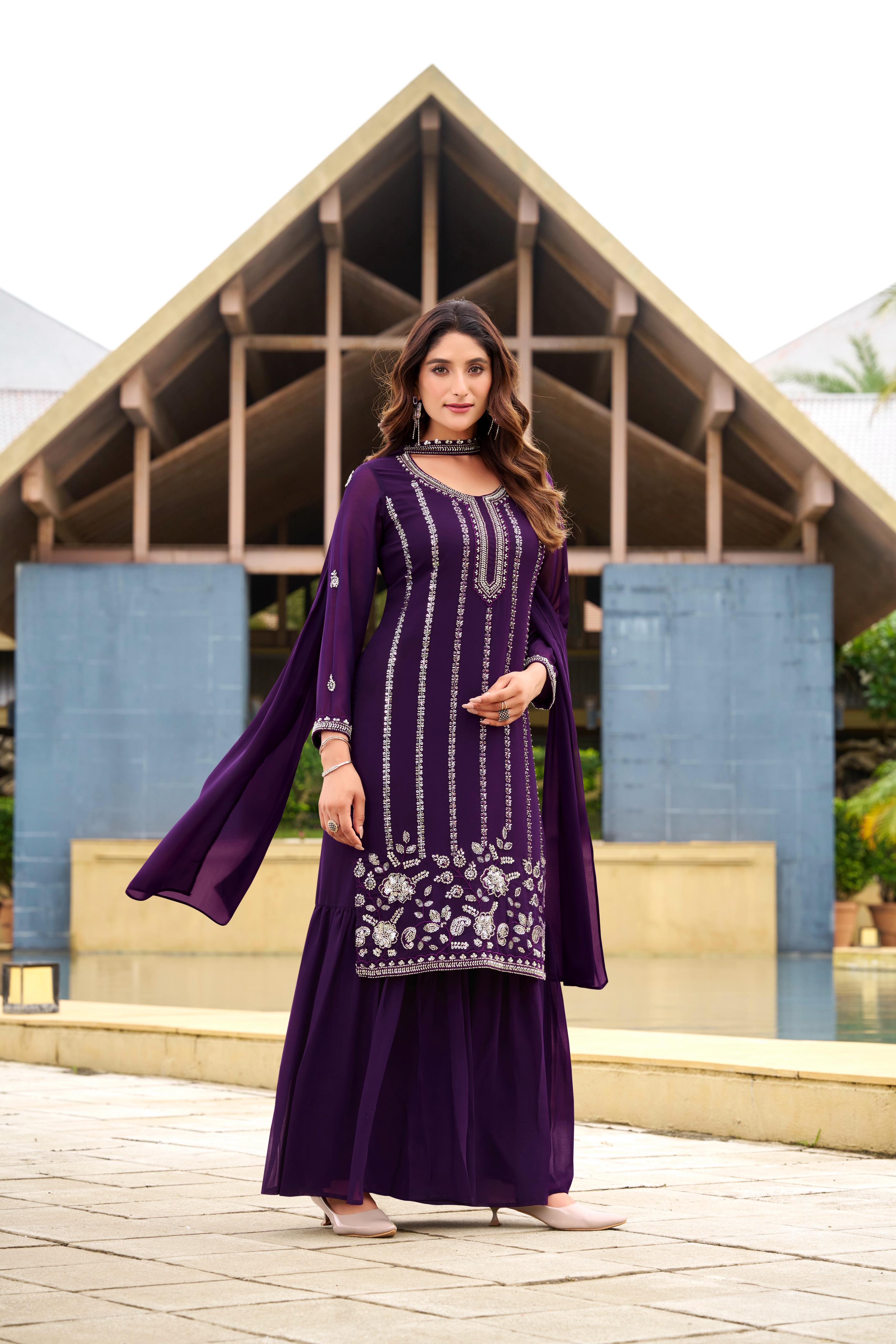 Purple A Royal Charm Designer Sharara Set