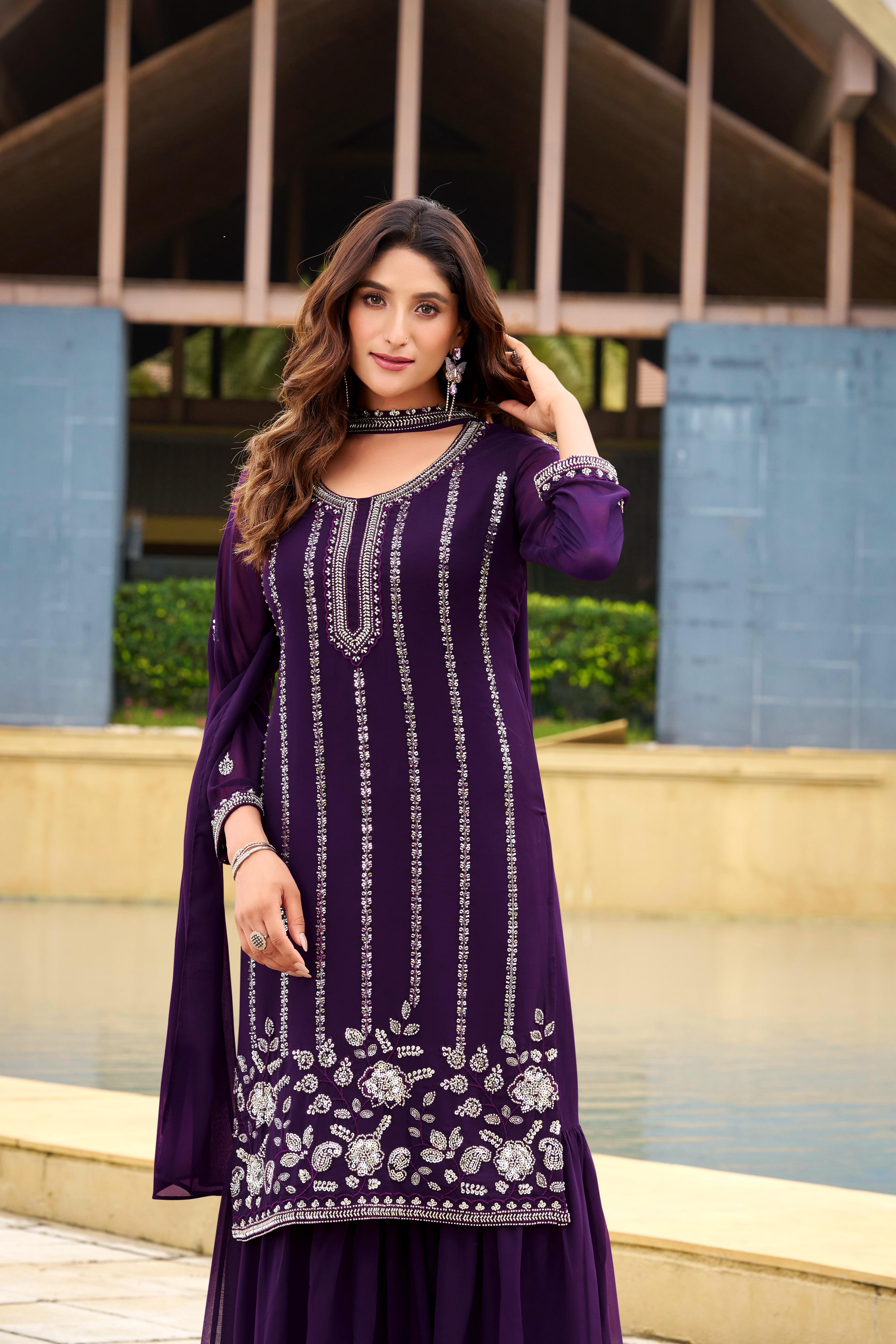 Purple A Royal Charm Designer Sharara Set