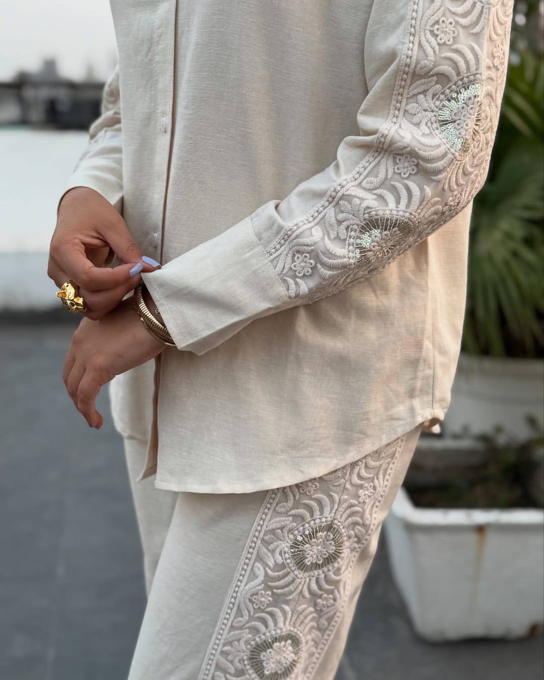 Pure Cotton Schiffli Embroidered Co-ord Set