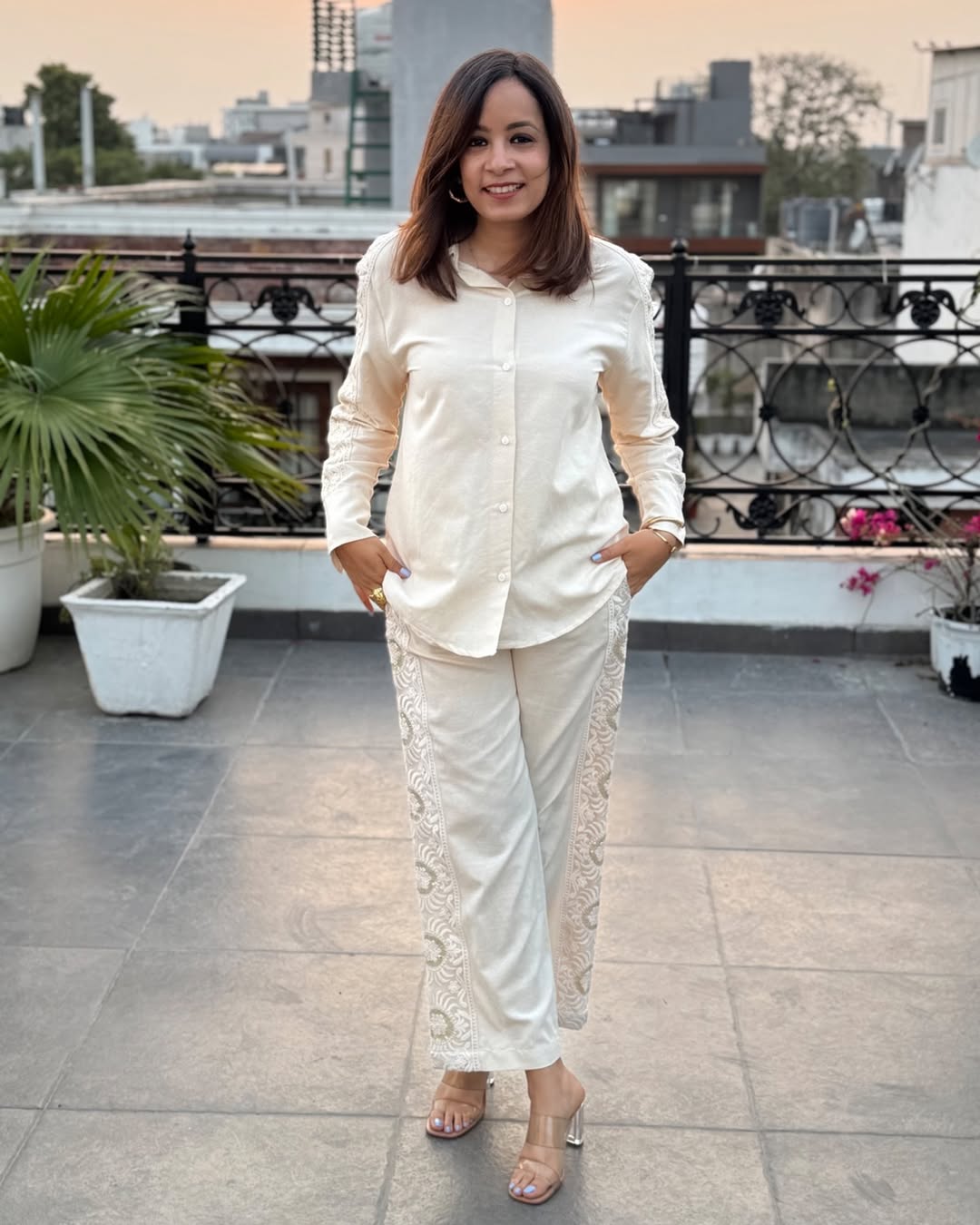 Pure Cotton Schiffli Embroidered Co-ord Set