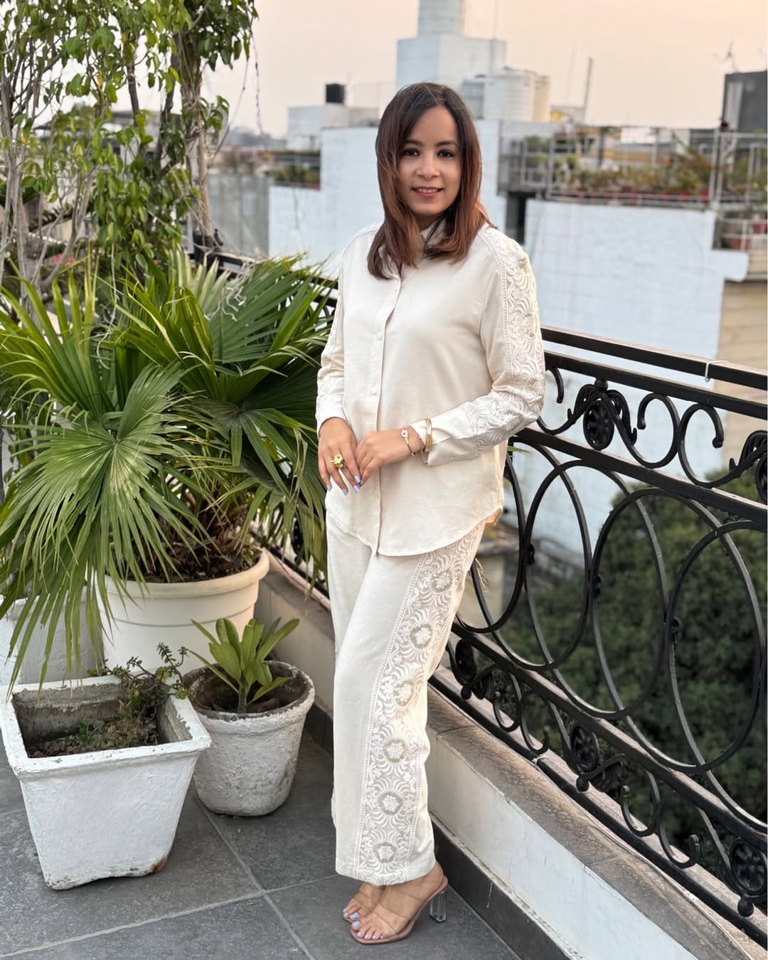 Pure Cotton Schiffli Embroidered Co-ord Set