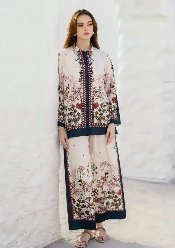 Elegant Pure Crape Silk Printed Suit Set