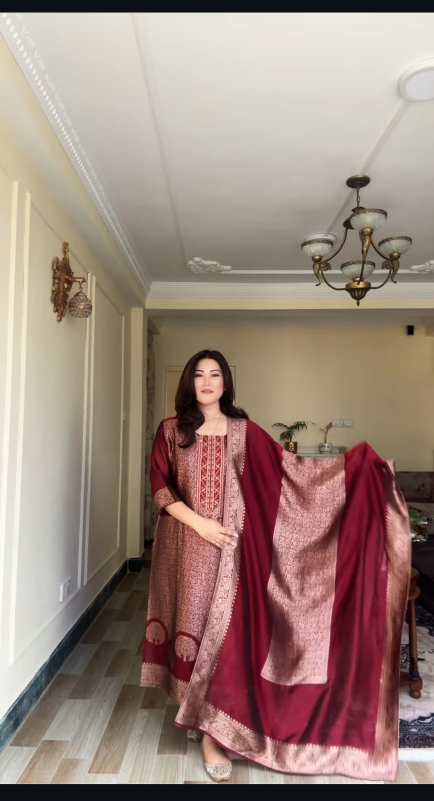 Maroon Pure Banarasi Suit Set