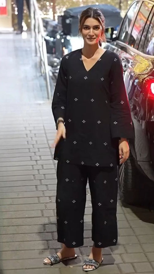 Pure Cotton Black Printed Co-Ord Set