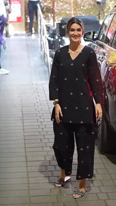 Pure Cotton Black Printed Co-Ord Set