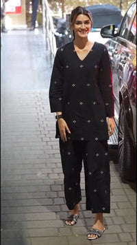 Pure Cotton Black Printed Co-Ord Set
