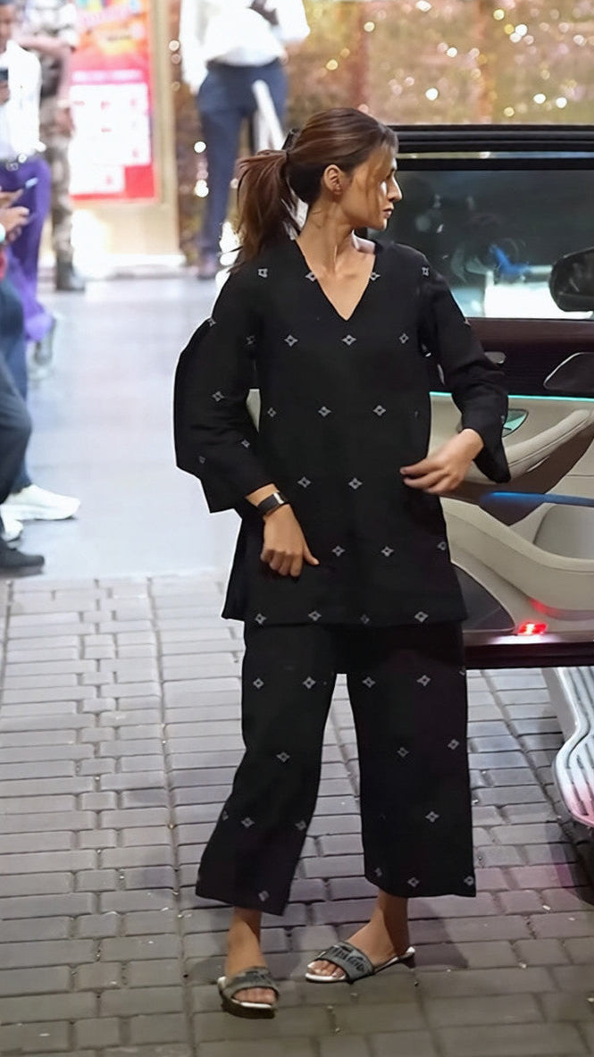 Pure Cotton Black Printed Co-Ord Set