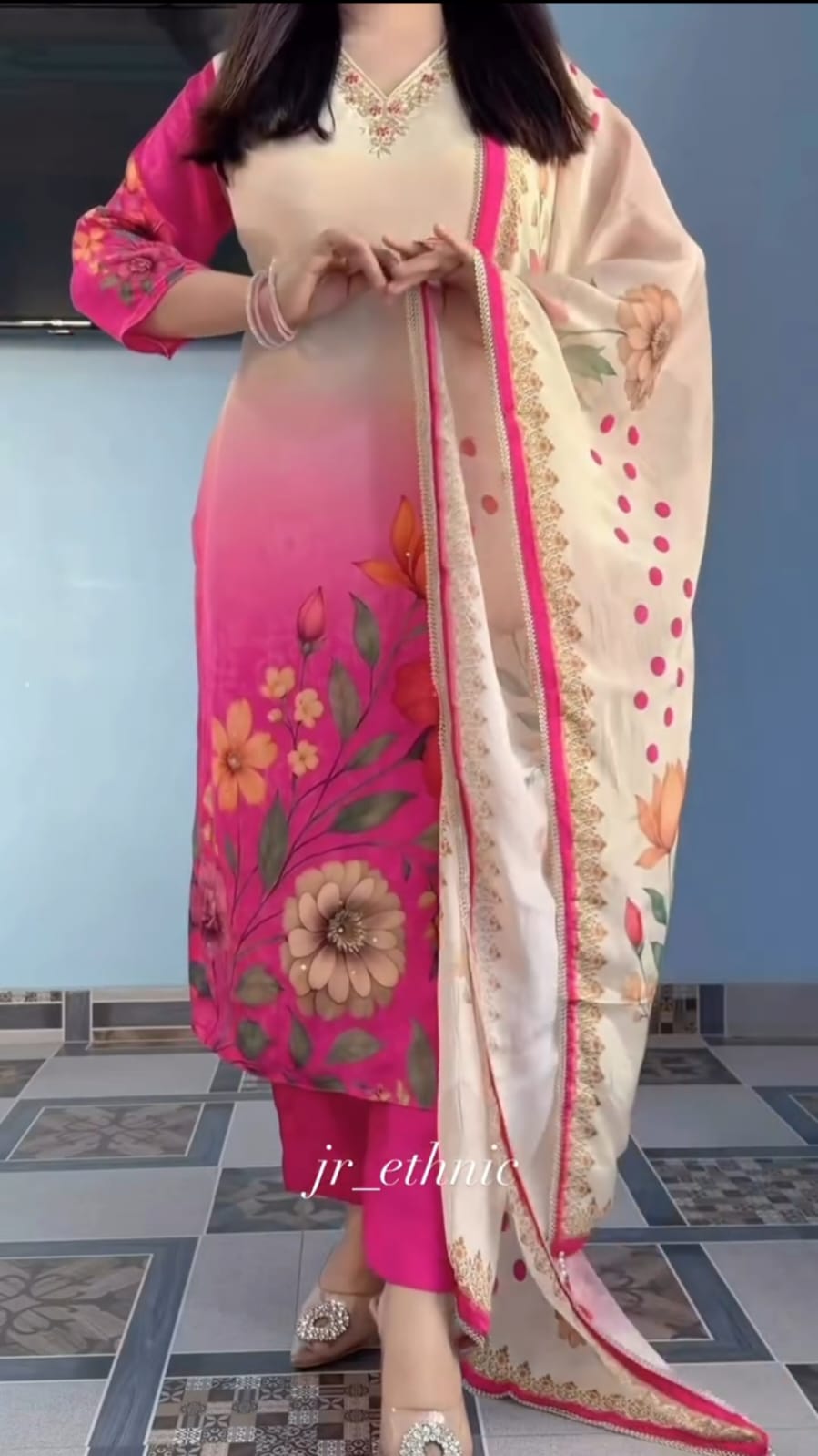 Beautiful Soft Silk Designer Kurti Pant Dupatta Set