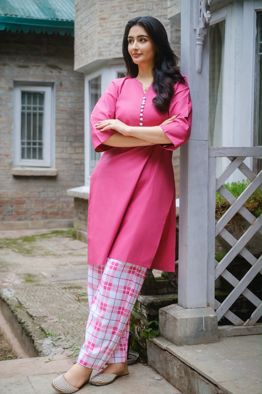 Classic Rose Pink Cotton  Co-Ord Set