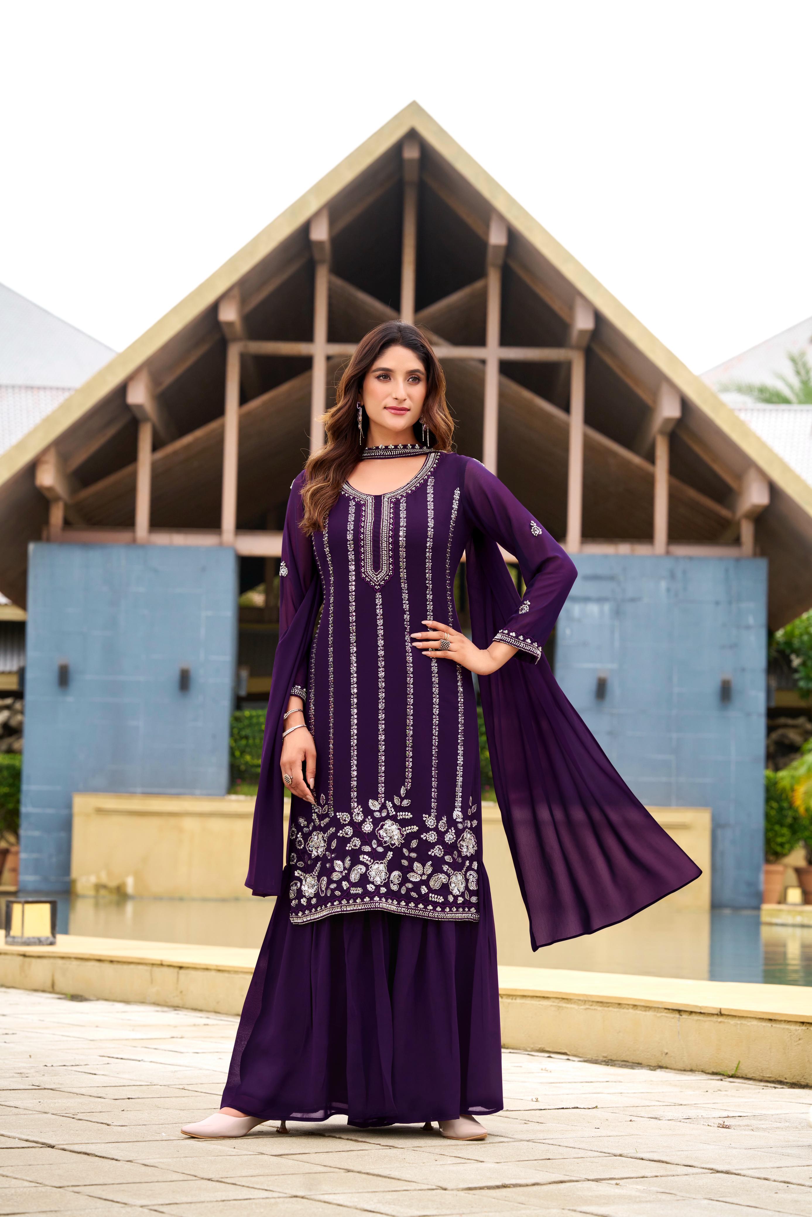 Purple A Royal Charm Designer Sharara Set