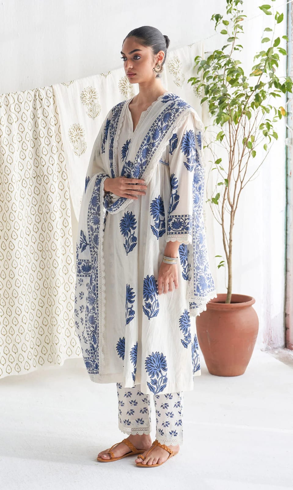 Elegant Jaipuri Cotton Suit Set with Dupatta