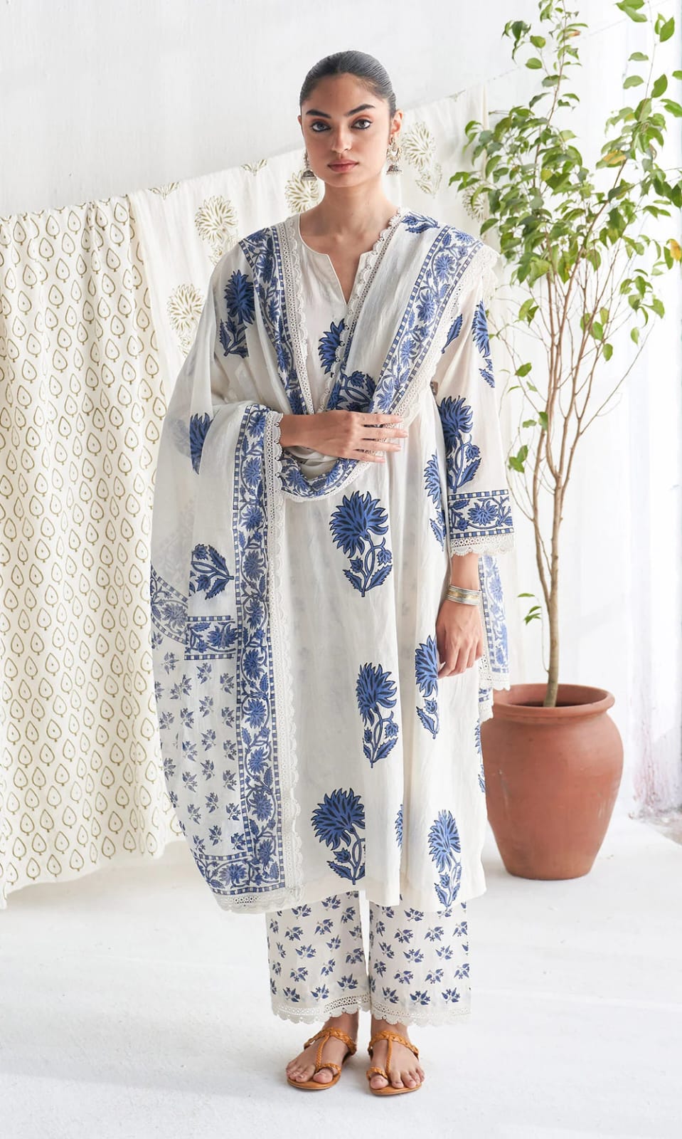 Elegant Jaipuri Cotton Suit Set with Dupatta