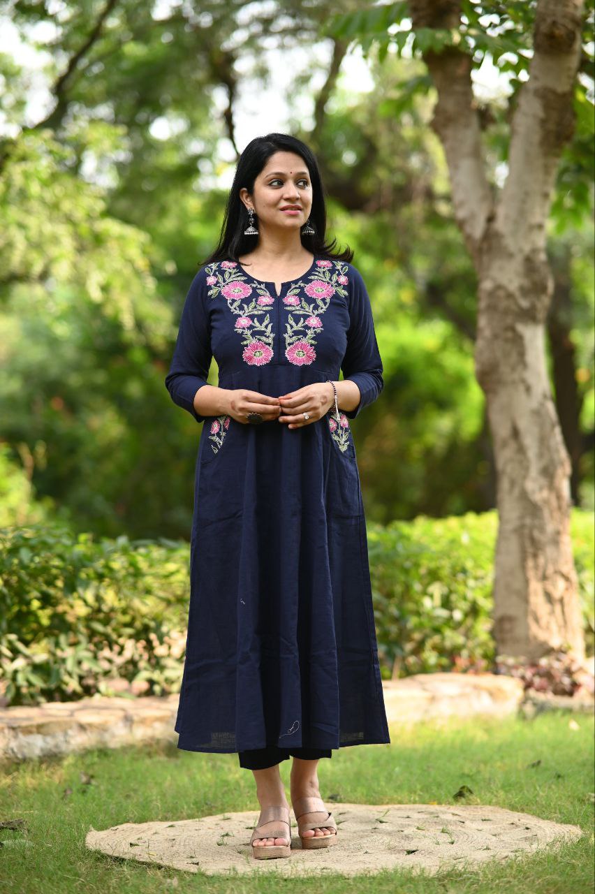 Premium Embroidered Cotton Suit Set with Pockets