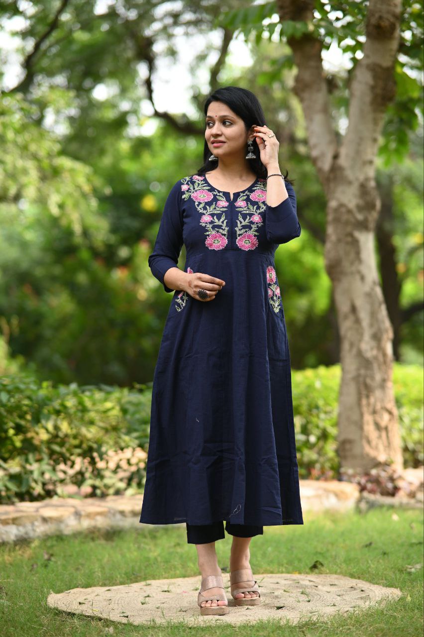 Premium Embroidered Cotton Suit Set with Pockets