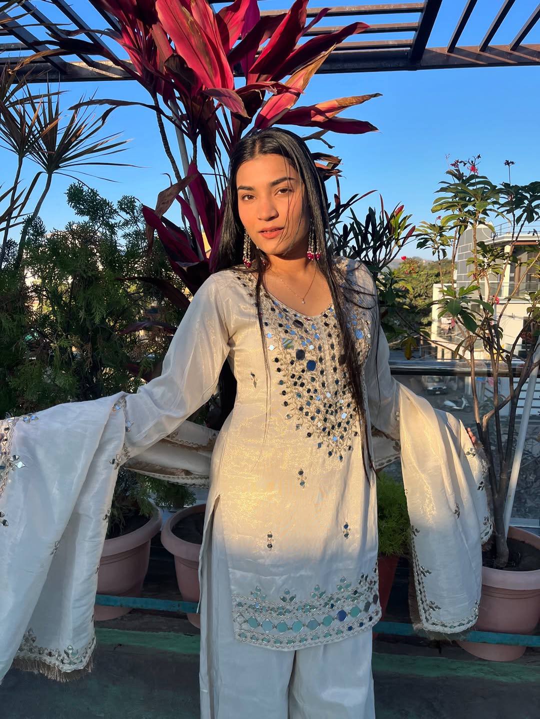 Sitara Sparkle Real Mirror Wedding Edition Georgette Ensemble