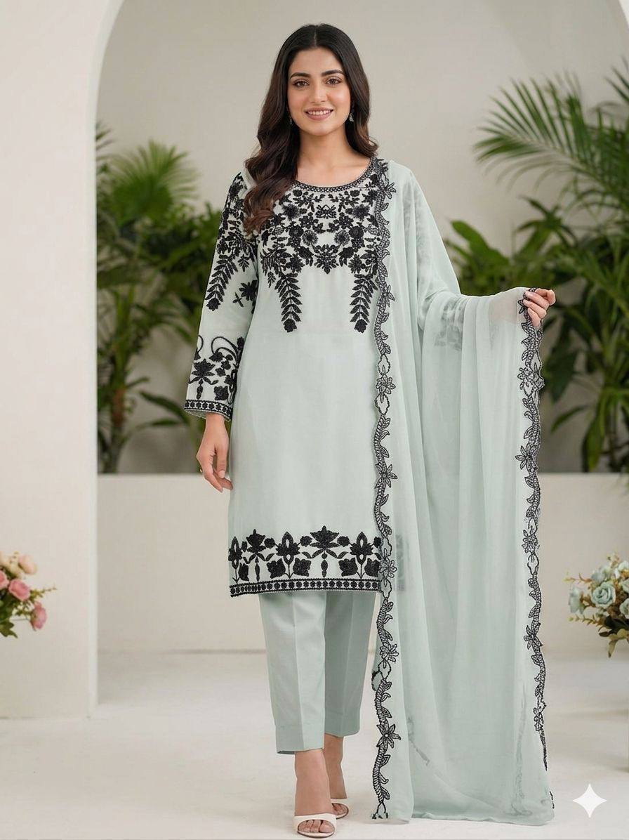 Beautiful Sequence Work Suit Set