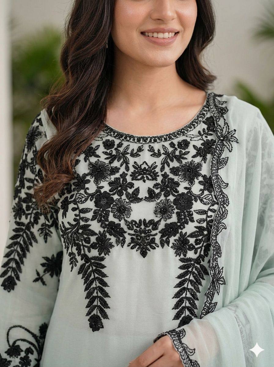 Beautiful Sequence Work Suit Set