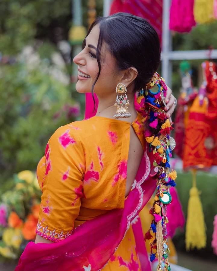 MUSTARD AND PINK PEPLUM SHARARA SET