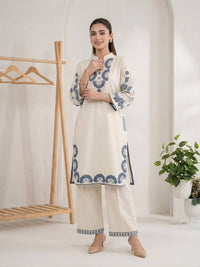 Designer Mirror & Embroidered Cora Cotton Co-Ord Set – Top & Pant