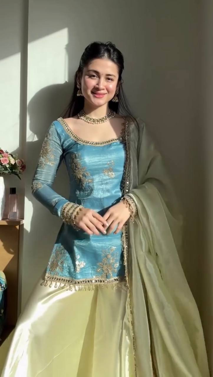 Effortless Elegance Designer Fendy Silk Sharara Set