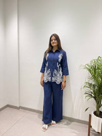 Trendy Designer Cotton Denim Co-Ord Set – Shirt & Pant