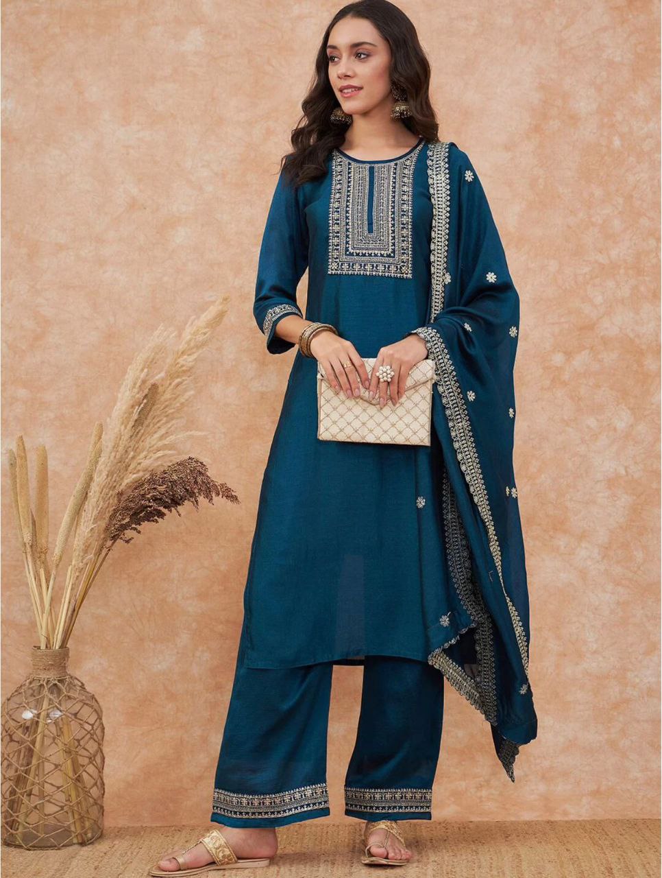 The Elegant Embroidered Vichhitra Set