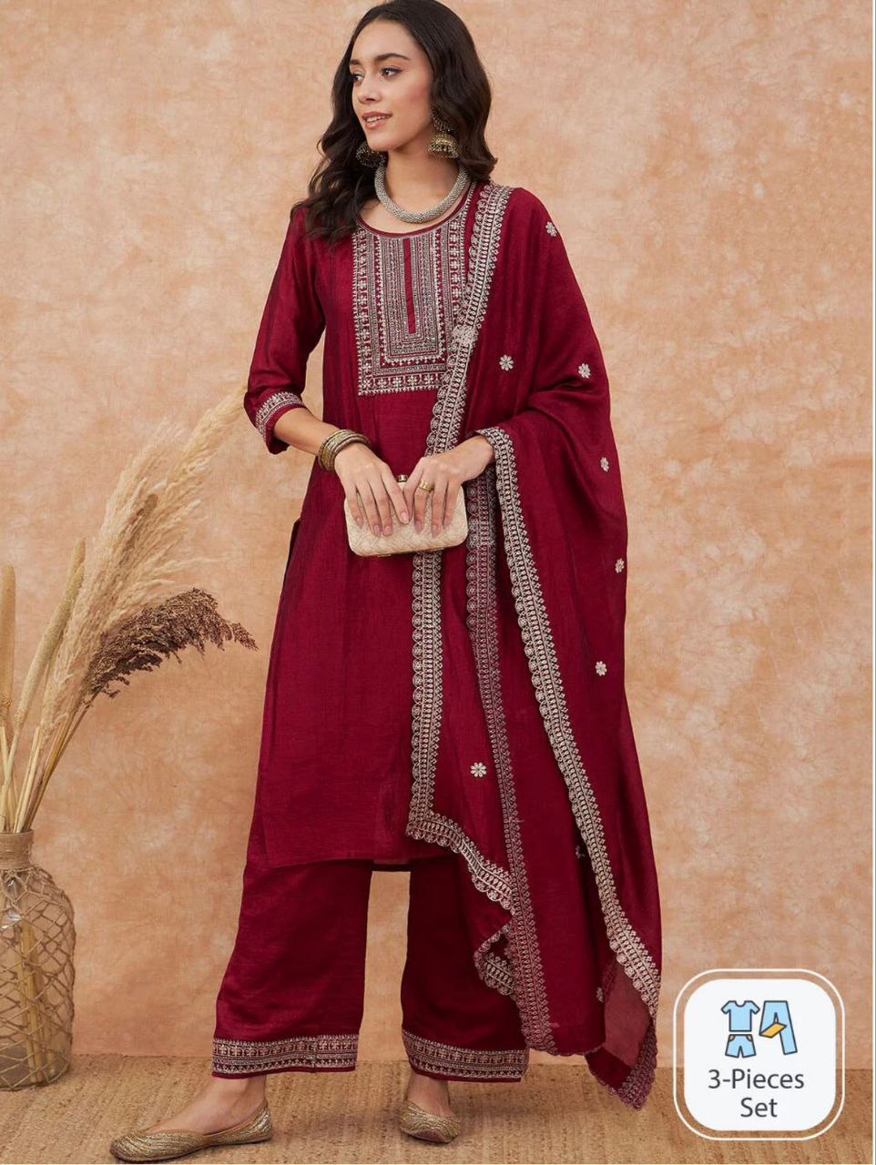 The Elegant Embroidered Vichhitra Set