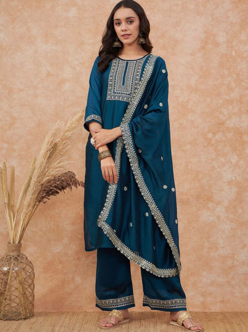 The Elegant Embroidered Vichhitra Set
