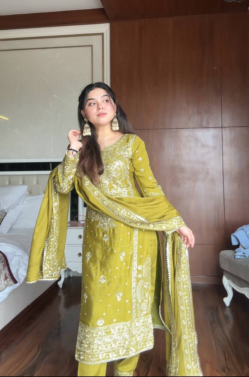 Exclusive Light Green Pant Pair Set By Kurtis By Shivay